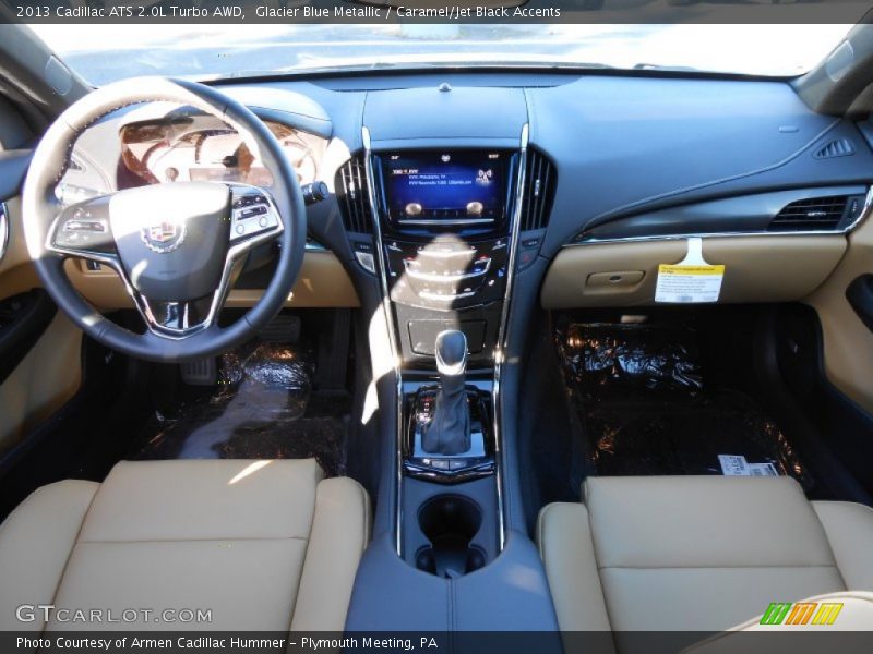 Glacier Blue Metallic / Caramel/Jet Black Accents 2013 Cadillac ATS 2.0L Turbo AWD