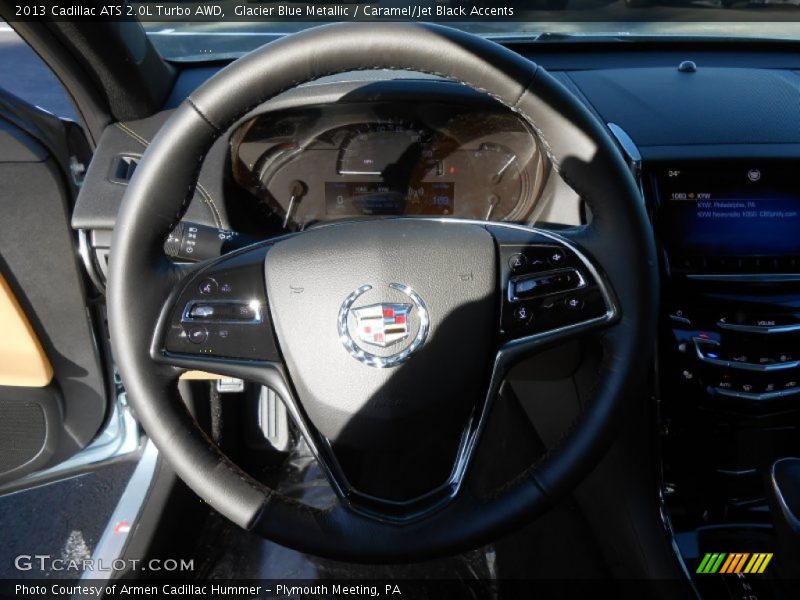 Glacier Blue Metallic / Caramel/Jet Black Accents 2013 Cadillac ATS 2.0L Turbo AWD