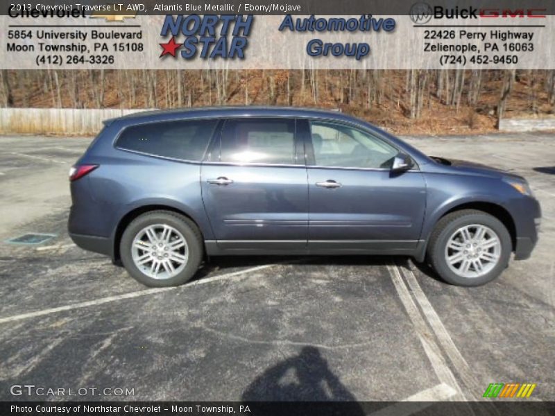 Atlantis Blue Metallic / Ebony/Mojave 2013 Chevrolet Traverse LT AWD