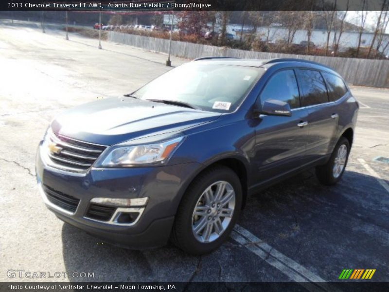 Atlantis Blue Metallic / Ebony/Mojave 2013 Chevrolet Traverse LT AWD