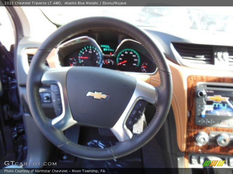 Atlantis Blue Metallic / Ebony/Mojave 2013 Chevrolet Traverse LT AWD