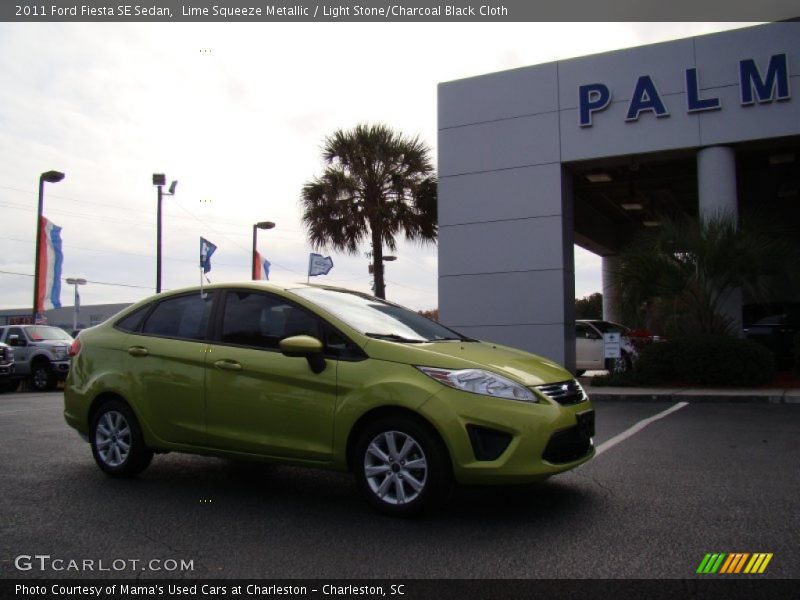 Lime Squeeze Metallic / Light Stone/Charcoal Black Cloth 2011 Ford Fiesta SE Sedan