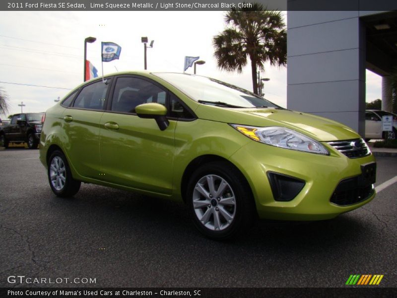 Lime Squeeze Metallic / Light Stone/Charcoal Black Cloth 2011 Ford Fiesta SE Sedan