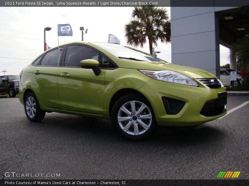 Lime Squeeze Metallic / Light Stone/Charcoal Black Cloth 2011 Ford Fiesta SE Sedan
