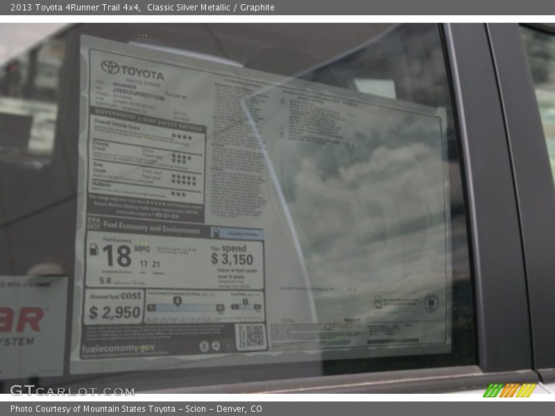 Classic Silver Metallic / Graphite 2013 Toyota 4Runner Trail 4x4