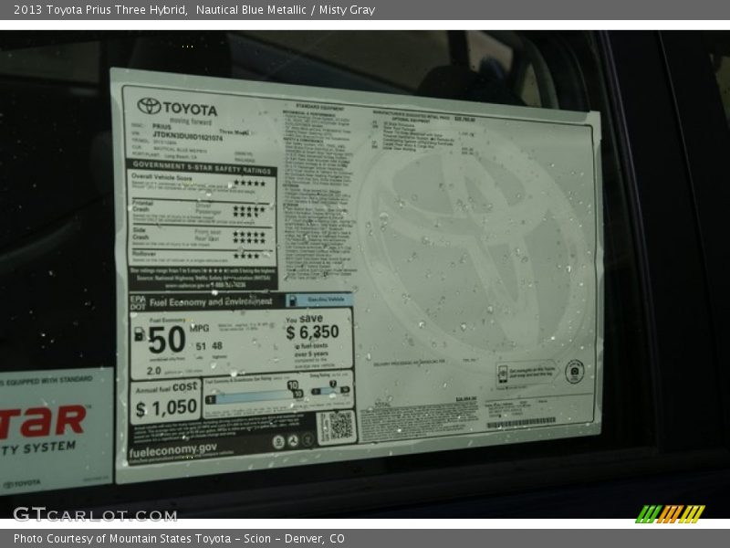 Nautical Blue Metallic / Misty Gray 2013 Toyota Prius Three Hybrid