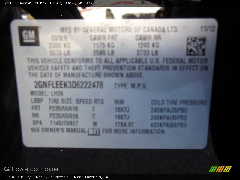 Black / Jet Black 2013 Chevrolet Equinox LT AWD