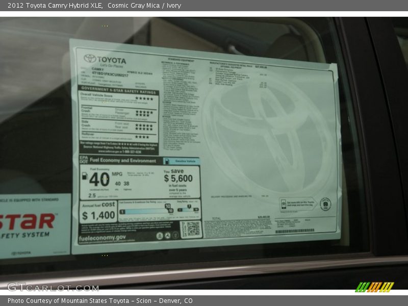 Cosmic Gray Mica / Ivory 2012 Toyota Camry Hybrid XLE