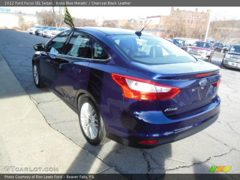 Kona Blue Metallic / Charcoal Black Leather 2012 Ford Focus SEL Sedan