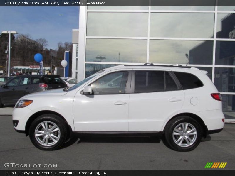 Pearl White / Cocoa Black 2010 Hyundai Santa Fe SE 4WD