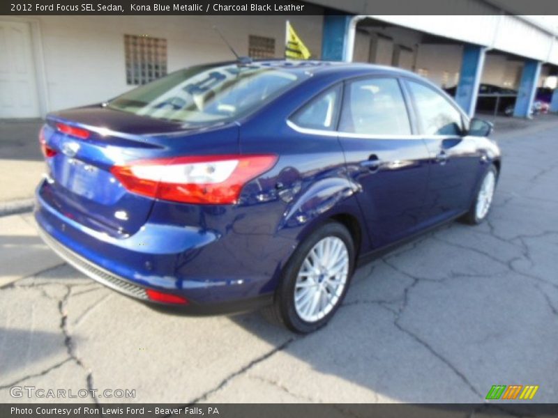 Kona Blue Metallic / Charcoal Black Leather 2012 Ford Focus SEL Sedan