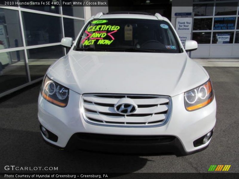 Pearl White / Cocoa Black 2010 Hyundai Santa Fe SE 4WD