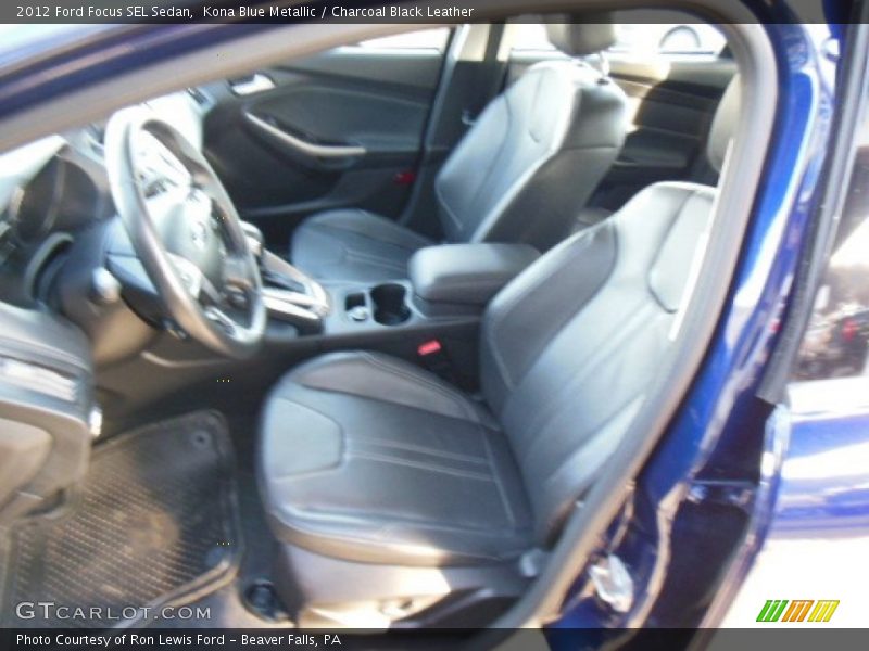 Kona Blue Metallic / Charcoal Black Leather 2012 Ford Focus SEL Sedan