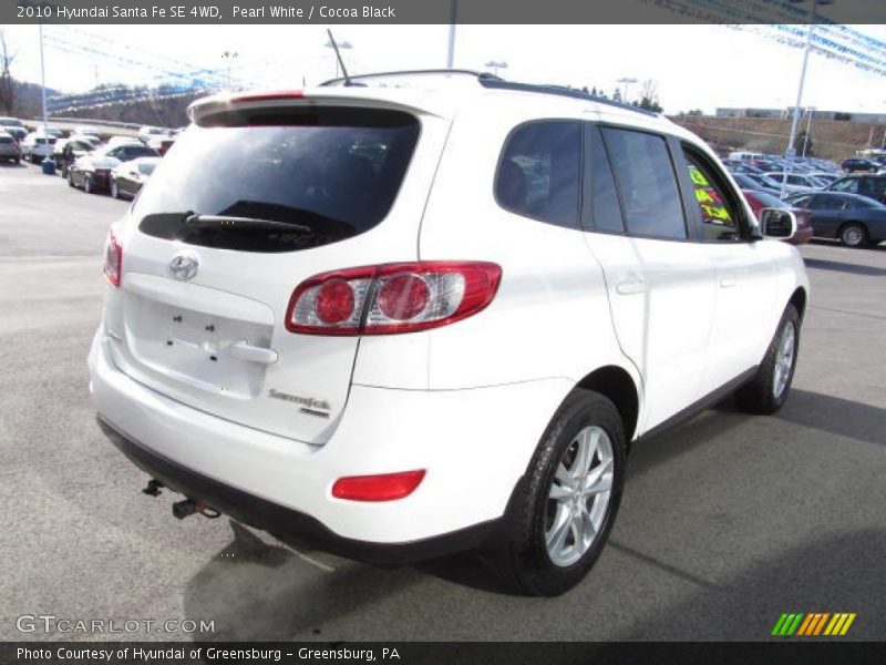 Pearl White / Cocoa Black 2010 Hyundai Santa Fe SE 4WD
