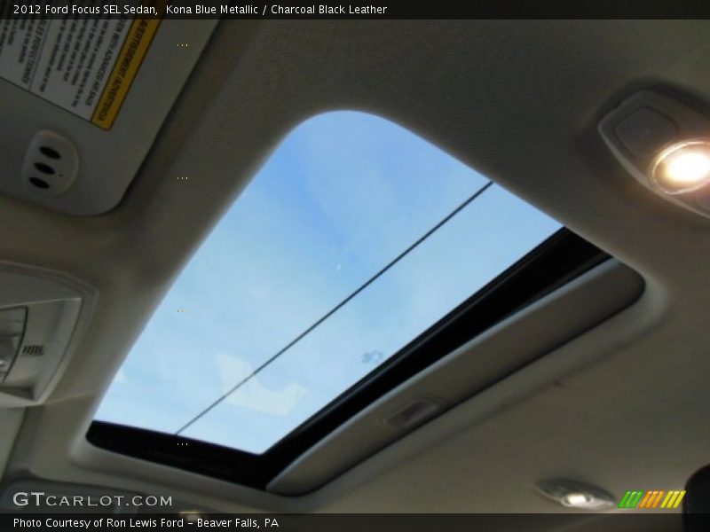 Kona Blue Metallic / Charcoal Black Leather 2012 Ford Focus SEL Sedan