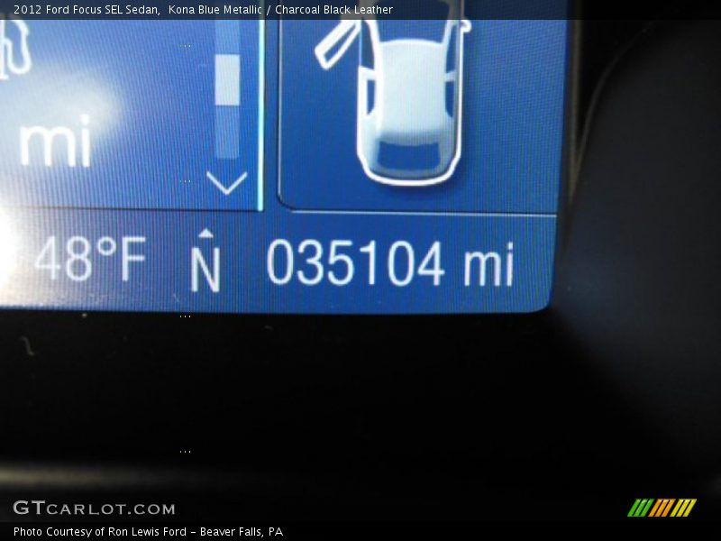 Kona Blue Metallic / Charcoal Black Leather 2012 Ford Focus SEL Sedan