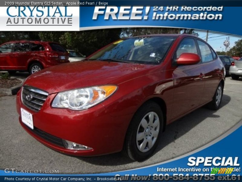 Apple Red Pearl / Beige 2009 Hyundai Elantra GLS Sedan