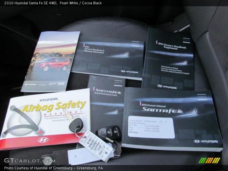 Pearl White / Cocoa Black 2010 Hyundai Santa Fe SE 4WD