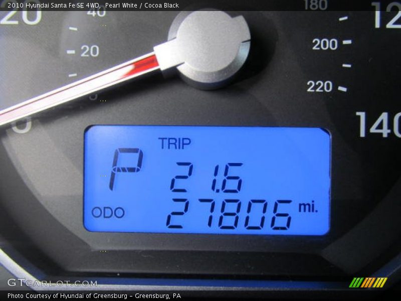 Pearl White / Cocoa Black 2010 Hyundai Santa Fe SE 4WD