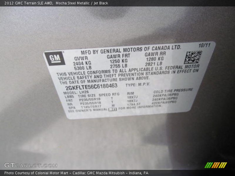 Mocha Steel Metallic / Jet Black 2012 GMC Terrain SLE AWD