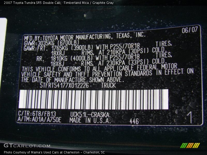 Timberland Mica / Graphite Gray 2007 Toyota Tundra SR5 Double Cab