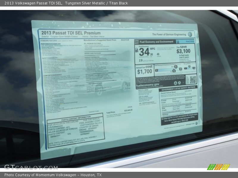 Tungsten Silver Metallic / Titan Black 2013 Volkswagen Passat TDI SEL
