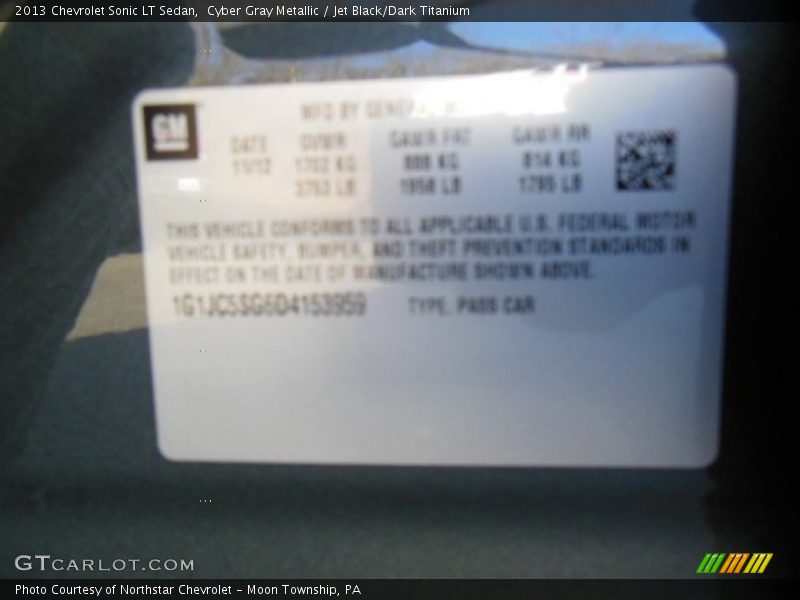 Cyber Gray Metallic / Jet Black/Dark Titanium 2013 Chevrolet Sonic LT Sedan