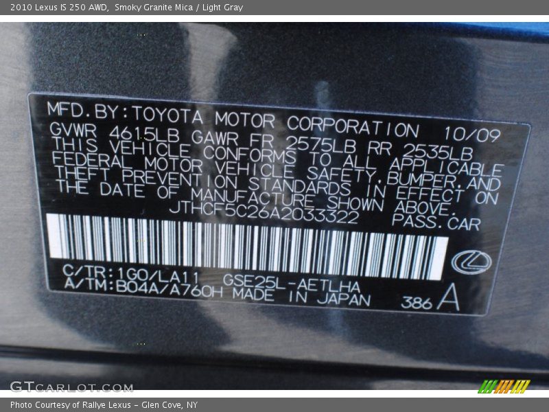 Smoky Granite Mica / Light Gray 2010 Lexus IS 250 AWD