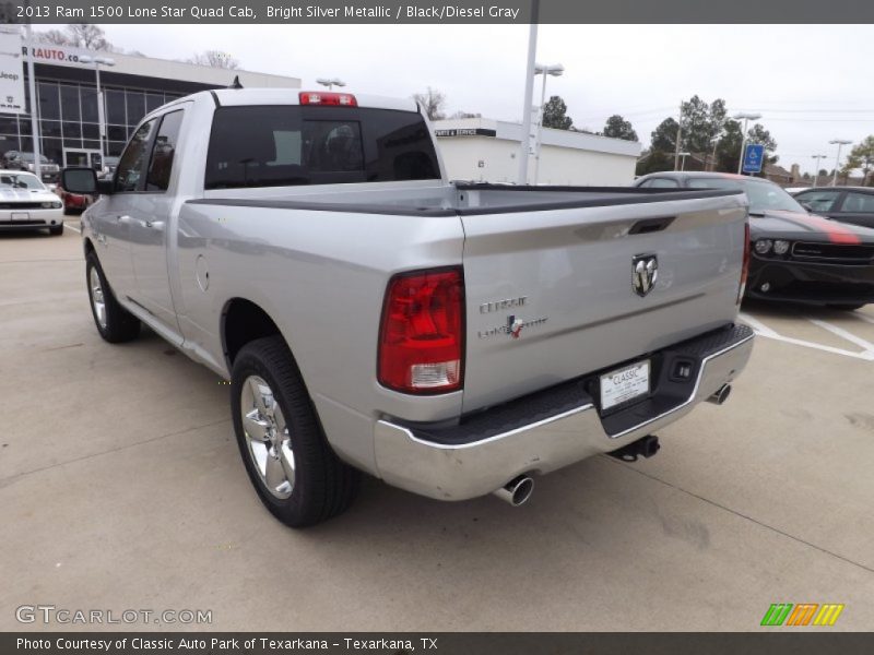 Bright Silver Metallic / Black/Diesel Gray 2013 Ram 1500 Lone Star Quad Cab
