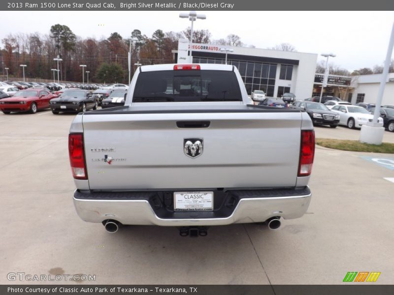 Bright Silver Metallic / Black/Diesel Gray 2013 Ram 1500 Lone Star Quad Cab