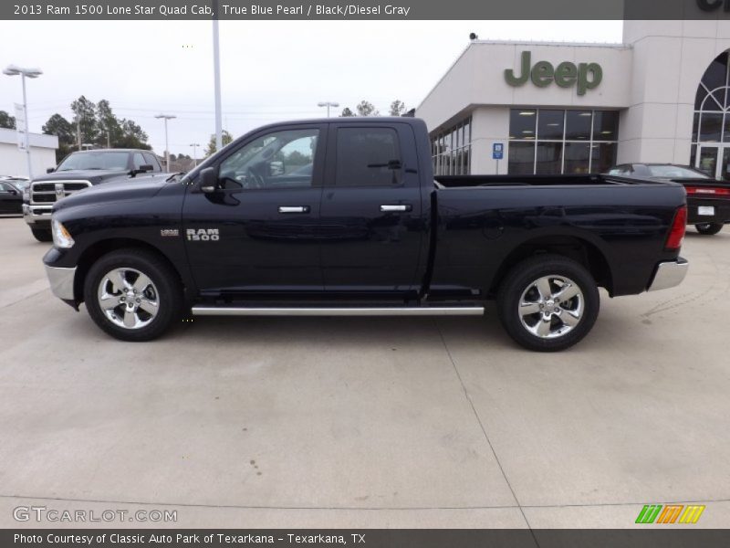 True Blue Pearl / Black/Diesel Gray 2013 Ram 1500 Lone Star Quad Cab
