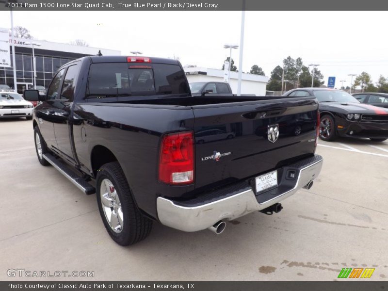 True Blue Pearl / Black/Diesel Gray 2013 Ram 1500 Lone Star Quad Cab