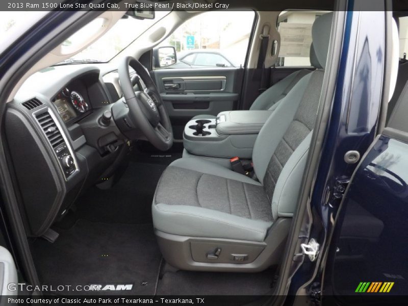 True Blue Pearl / Black/Diesel Gray 2013 Ram 1500 Lone Star Quad Cab