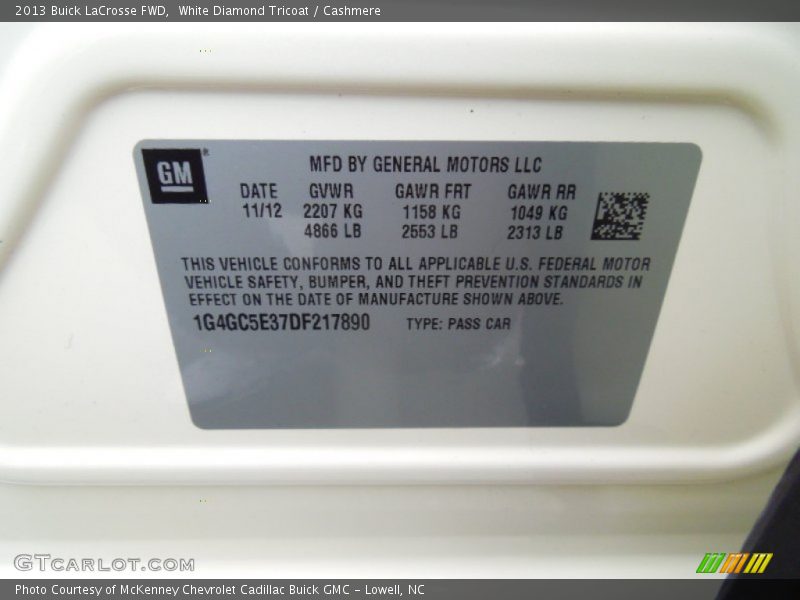 White Diamond Tricoat / Cashmere 2013 Buick LaCrosse FWD