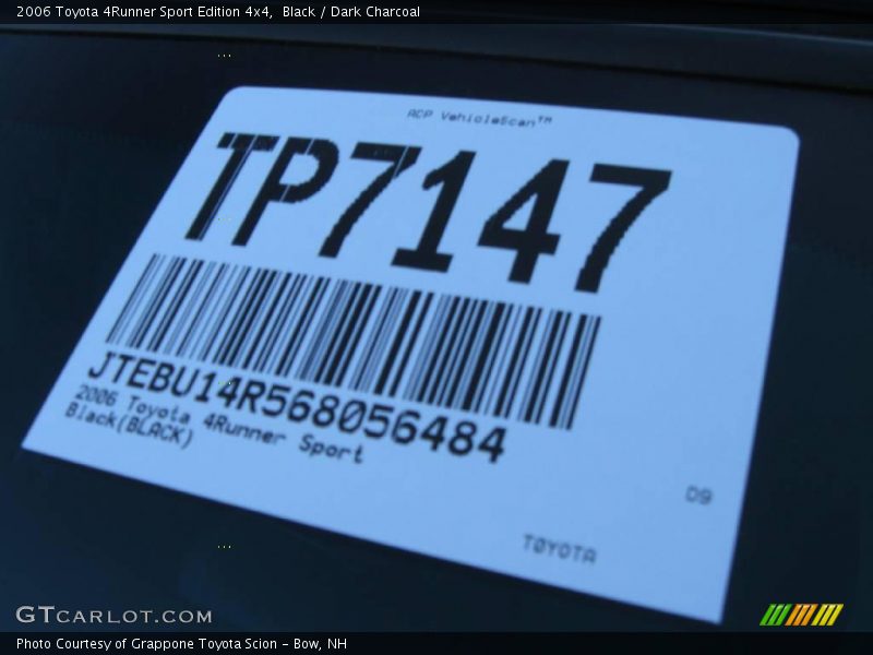 Black / Dark Charcoal 2006 Toyota 4Runner Sport Edition 4x4