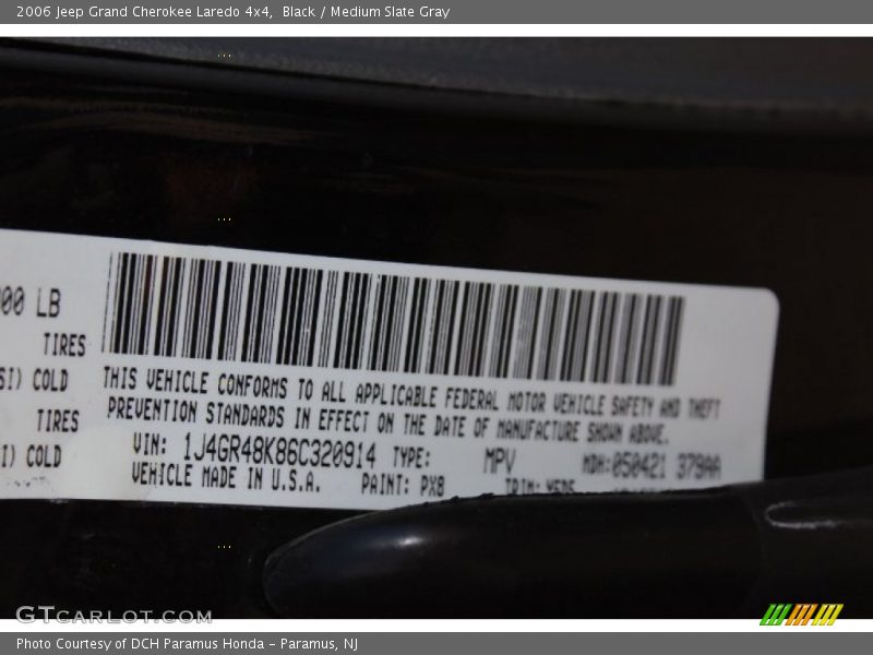 Black / Medium Slate Gray 2006 Jeep Grand Cherokee Laredo 4x4