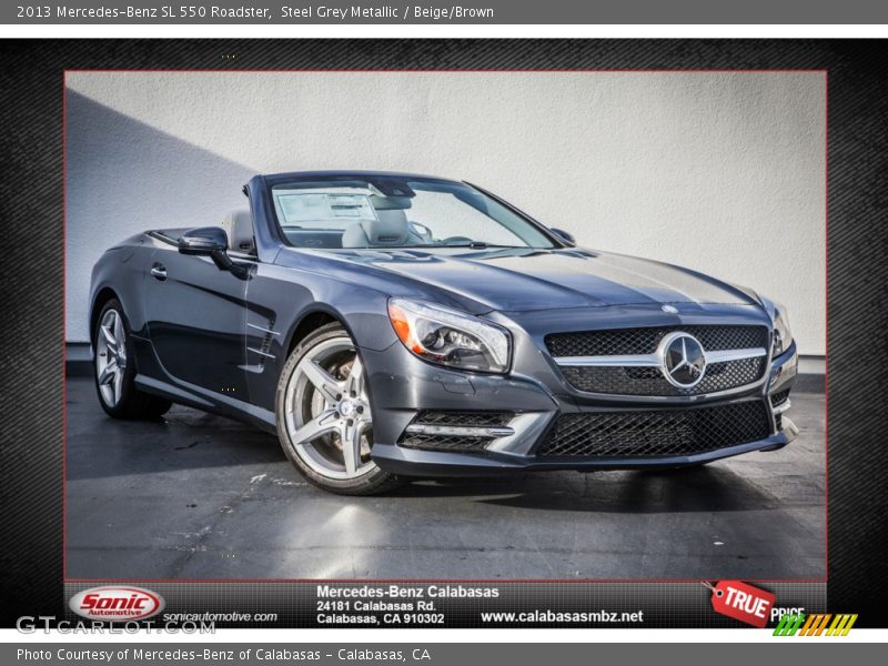 Steel Grey Metallic / Beige/Brown 2013 Mercedes-Benz SL 550 Roadster
