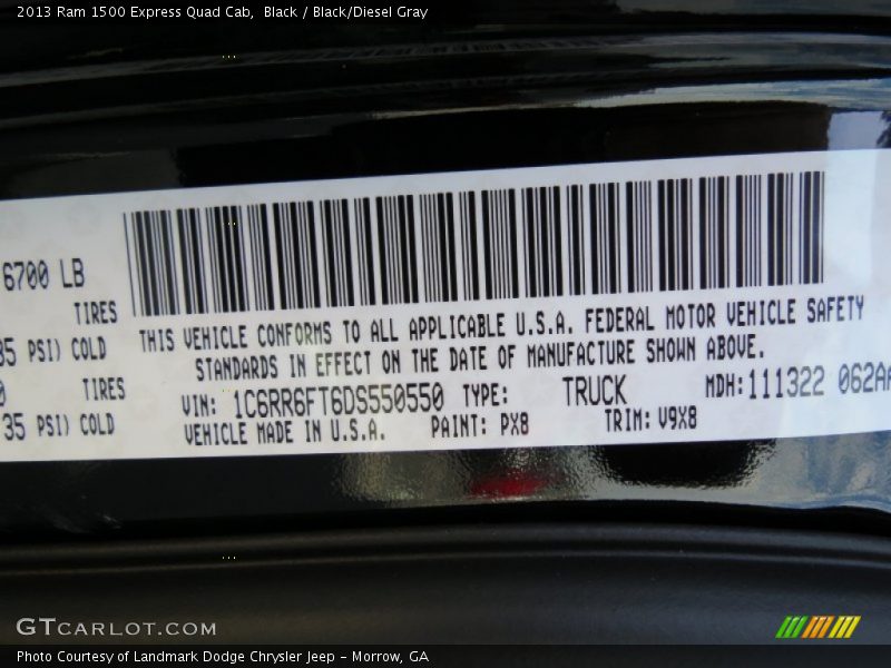 Black / Black/Diesel Gray 2013 Ram 1500 Express Quad Cab