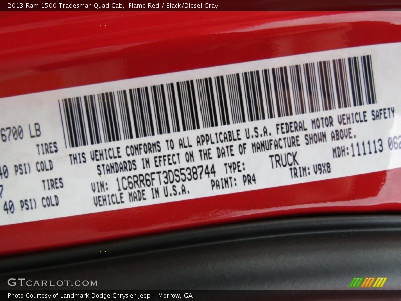 Flame Red / Black/Diesel Gray 2013 Ram 1500 Tradesman Quad Cab