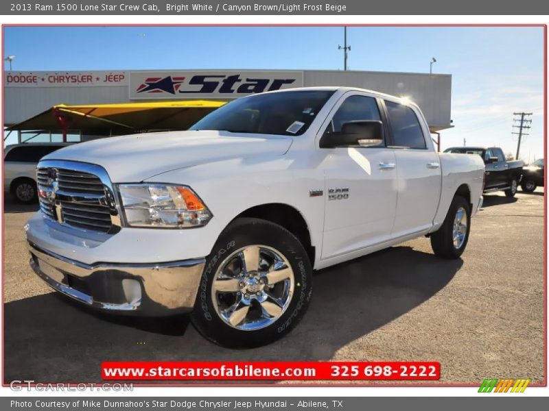 Bright White / Canyon Brown/Light Frost Beige 2013 Ram 1500 Lone Star Crew Cab