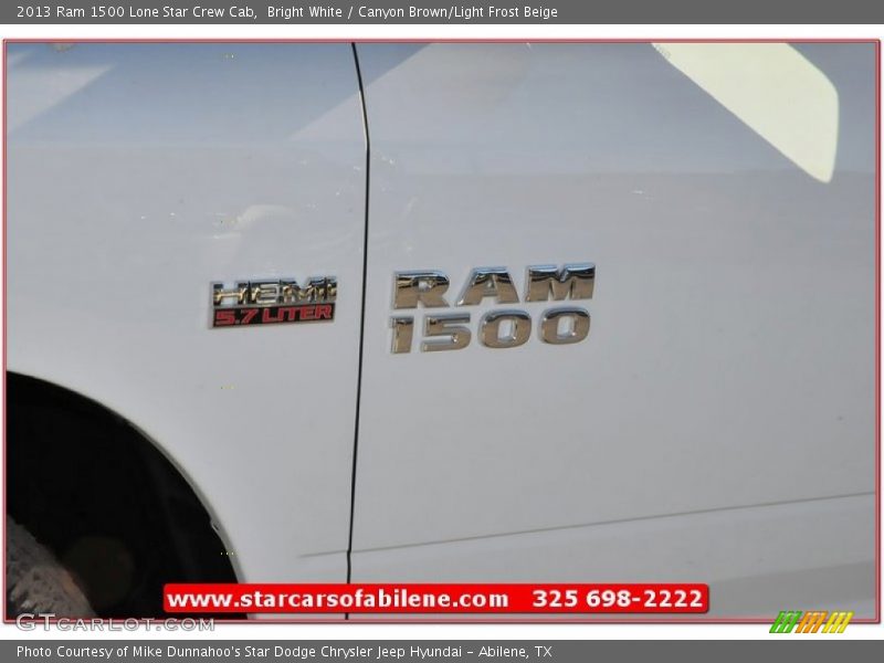 Bright White / Canyon Brown/Light Frost Beige 2013 Ram 1500 Lone Star Crew Cab