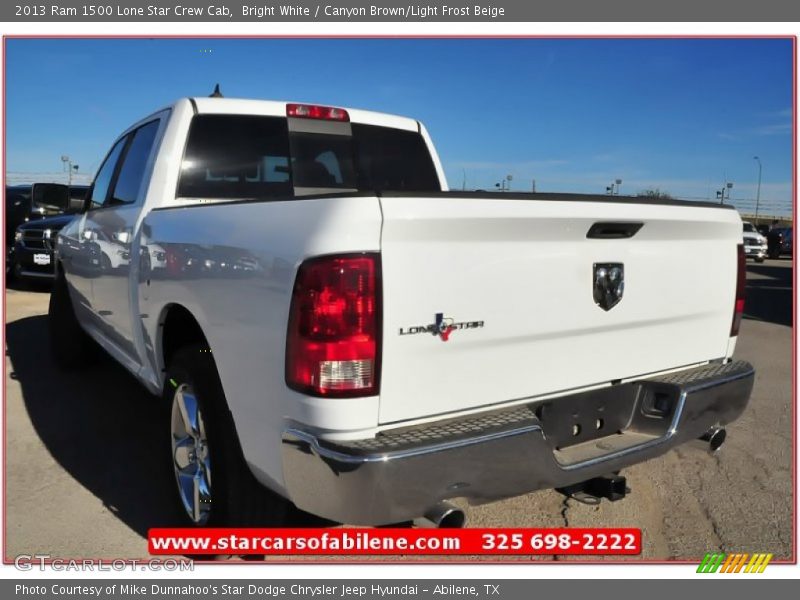 Bright White / Canyon Brown/Light Frost Beige 2013 Ram 1500 Lone Star Crew Cab