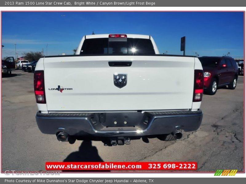 Bright White / Canyon Brown/Light Frost Beige 2013 Ram 1500 Lone Star Crew Cab