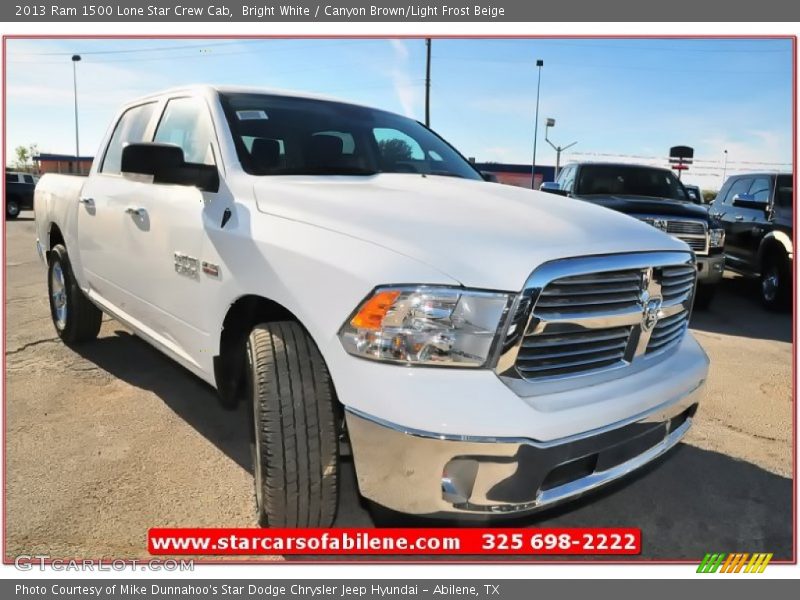 Bright White / Canyon Brown/Light Frost Beige 2013 Ram 1500 Lone Star Crew Cab