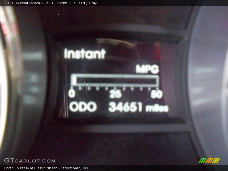 Pacific Blue Pearl / Gray 2011 Hyundai Sonata SE 2.0T