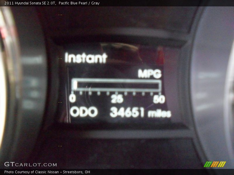 Pacific Blue Pearl / Gray 2011 Hyundai Sonata SE 2.0T