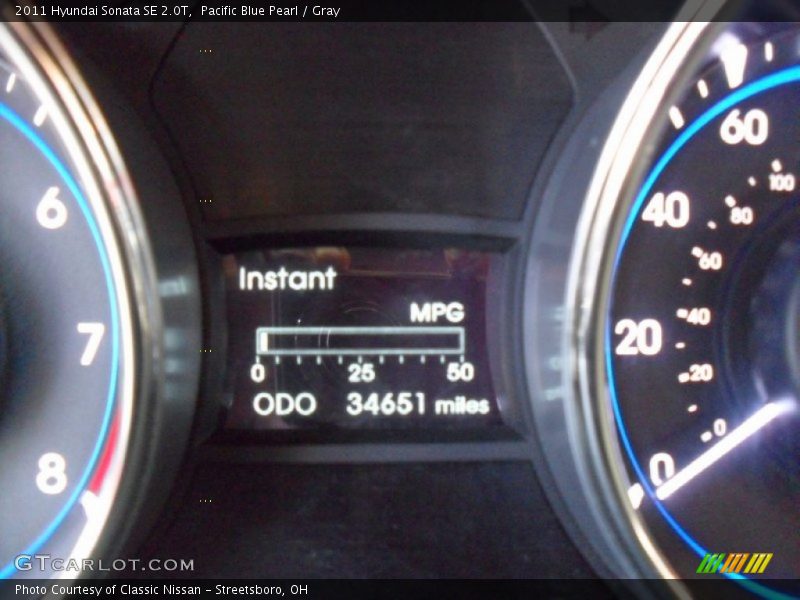 Pacific Blue Pearl / Gray 2011 Hyundai Sonata SE 2.0T