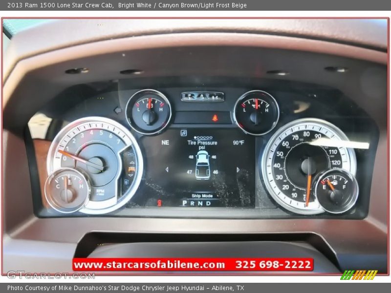 Bright White / Canyon Brown/Light Frost Beige 2013 Ram 1500 Lone Star Crew Cab
