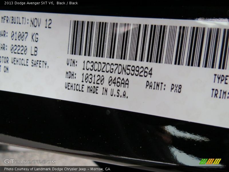 Black / Black 2013 Dodge Avenger SXT V6