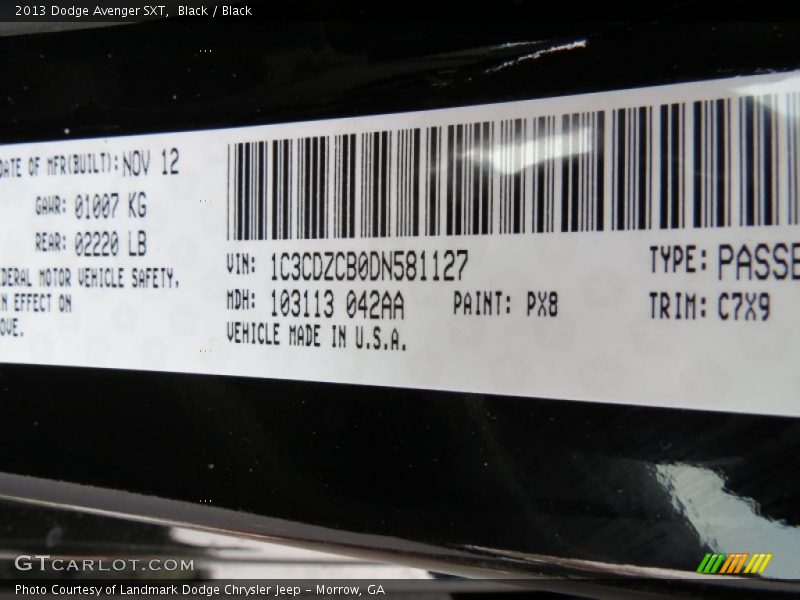 Black / Black 2013 Dodge Avenger SXT